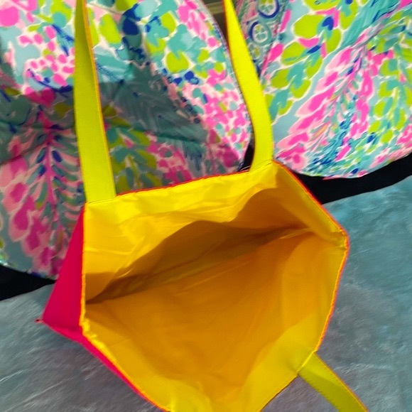 NEW! Lancôme hot pink and neon yellow tote - Picture 6 of 8